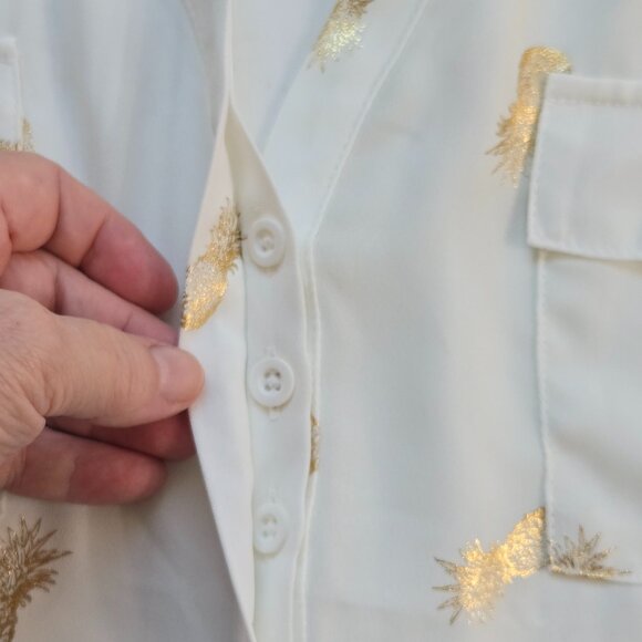 810-12 NEW Torrid Harper Georgette White Gold Pineapple Blouse Size L/12, 0 - Picture 5 of 15